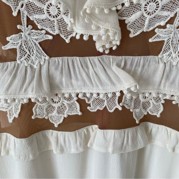 For Love and Lemons Laney Lou Sheer Nude Panel White Mini Dress size small - Picture 8 of 10